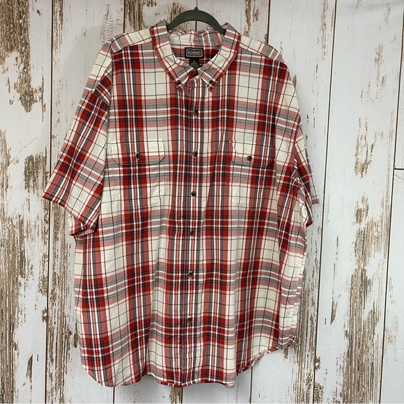 C.E. Schmidt, Plaid Button Down Short Sleeve Shirt Size 4XL. Excellent condition - Picture 1 of 5